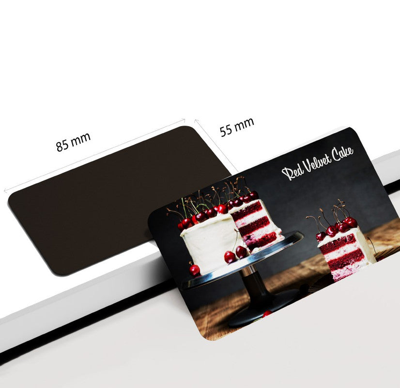 dhcrafts Rectangular Rubber Fridge Magnet Multicolor Food Red Velvet Cake D7 Rectangular Design Pack of 1 (8.6cm x 5.4cm)